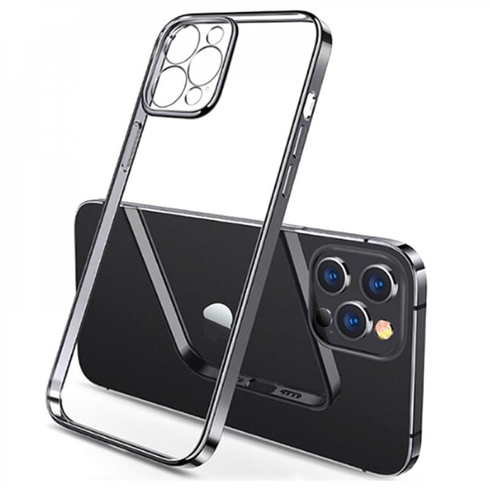Electroplating TPU Case with Camera Lens protector — iPhone 12 Pro Max 6.7" — Black