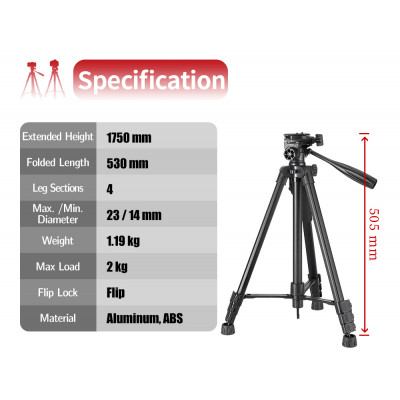 Купить Tripod Stand Multifunctional | 1.75m | &frac14; | &mdash; KingJoy VT-860S  в комплекте переходник для кре Ц-000079728 - KMT5