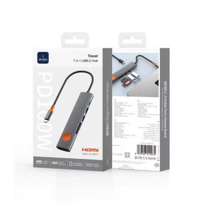 Купить HUB USB C 7 in 1 WiWU Travelling Wi-HB007 Ц-000084079 - KMT5