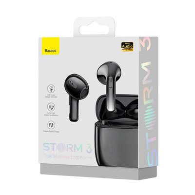 Купить Bluetooth гарнітура TWS Baseus (NGTW1401) Storm 3 &mdash; NGTW140101 Black Ц-000073949 - KMT5