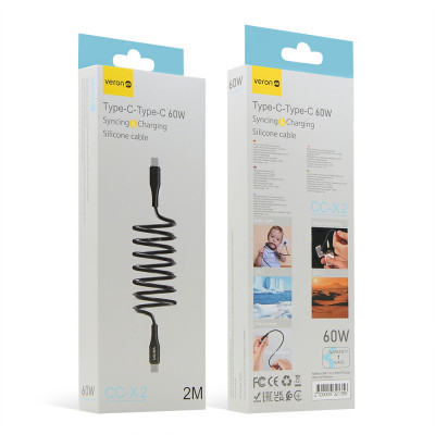 Купить Кабель USB C to C 60W PD (2m) Veron X2 Silicone Ц-000081067 - KMT5