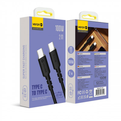 Купить Silicone Cable USB C to C 100W PD (2m) Veron CC07 Ц-000077531 - KMT5