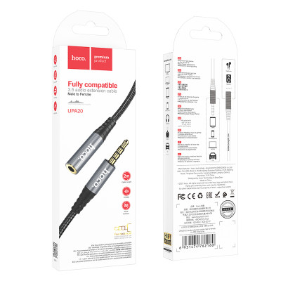 Купить Cable Aux (Male to Female) (2m) Hoco UPA20 &mdash; Metal Gray Ц-000078117 - KMT5