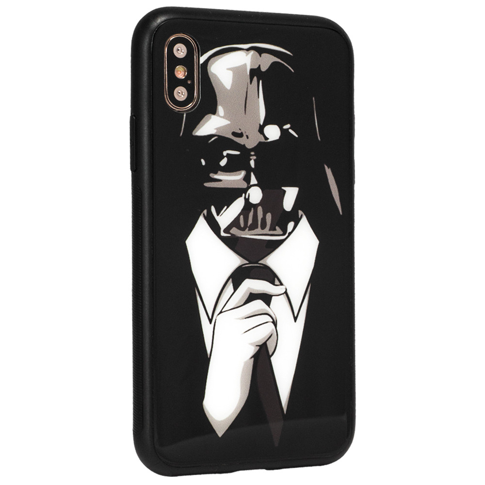 Glass with print TPU Case iPhone Xs — Papa Vader