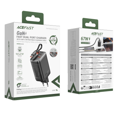 Купить Home Charger 67W 2PD QC3.0 C to C Cable (0.65m) Acefast A111 Ц-000083760 - KMT5