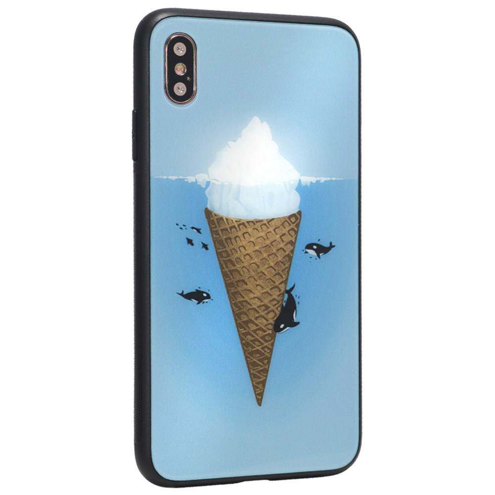 Glass with print TPU Case — iPhone Xs — Ice cream