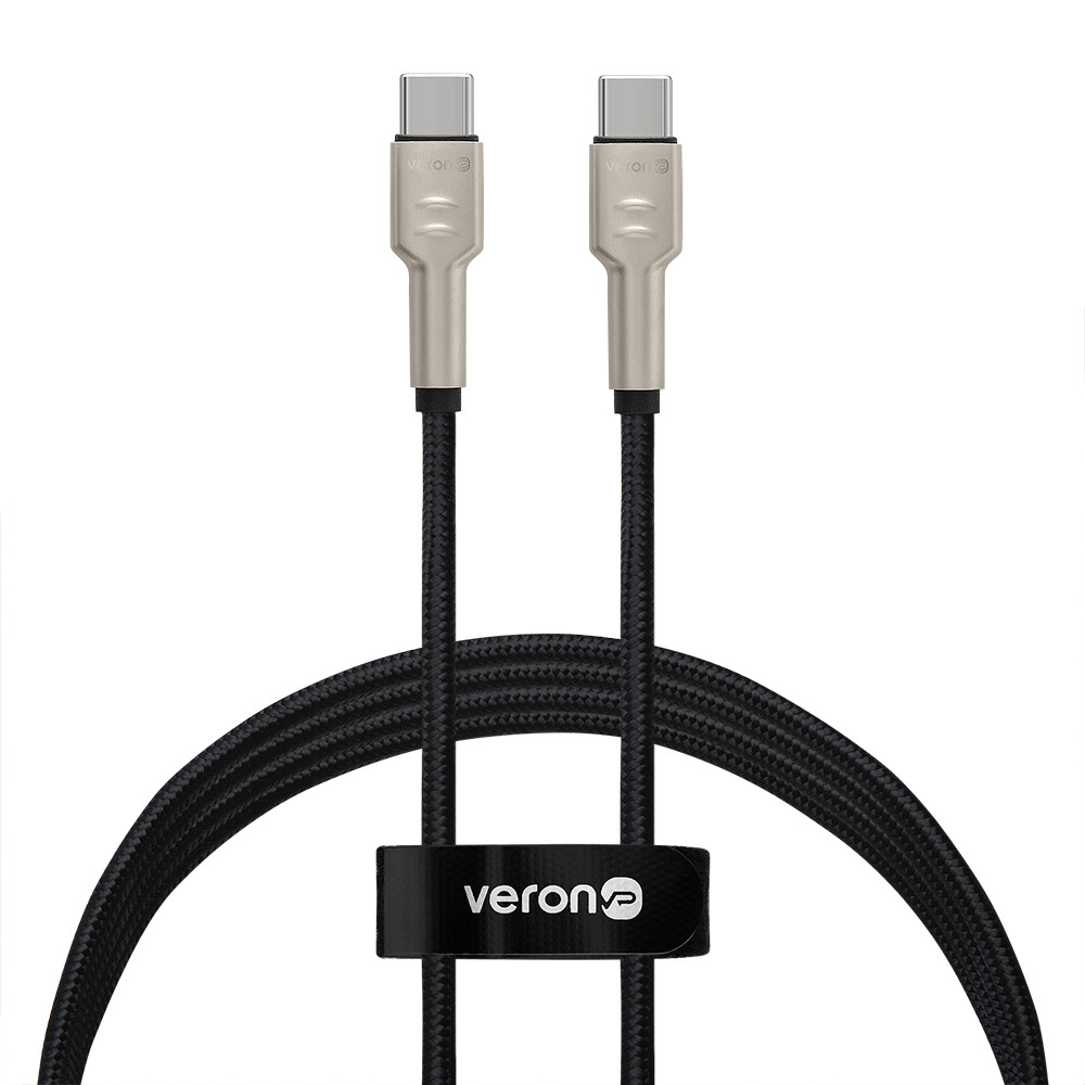 Кабель USB C to C 60W PD (1m) Veron CC04 Nylon — Black