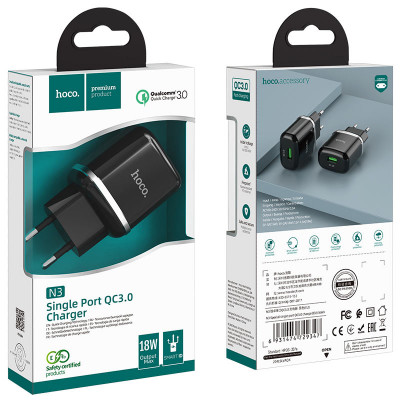 Купить Home Charger | 18W | QC3.0 &mdash; Hoco N3 &mdash; Black Ц-000071422 - KMT5