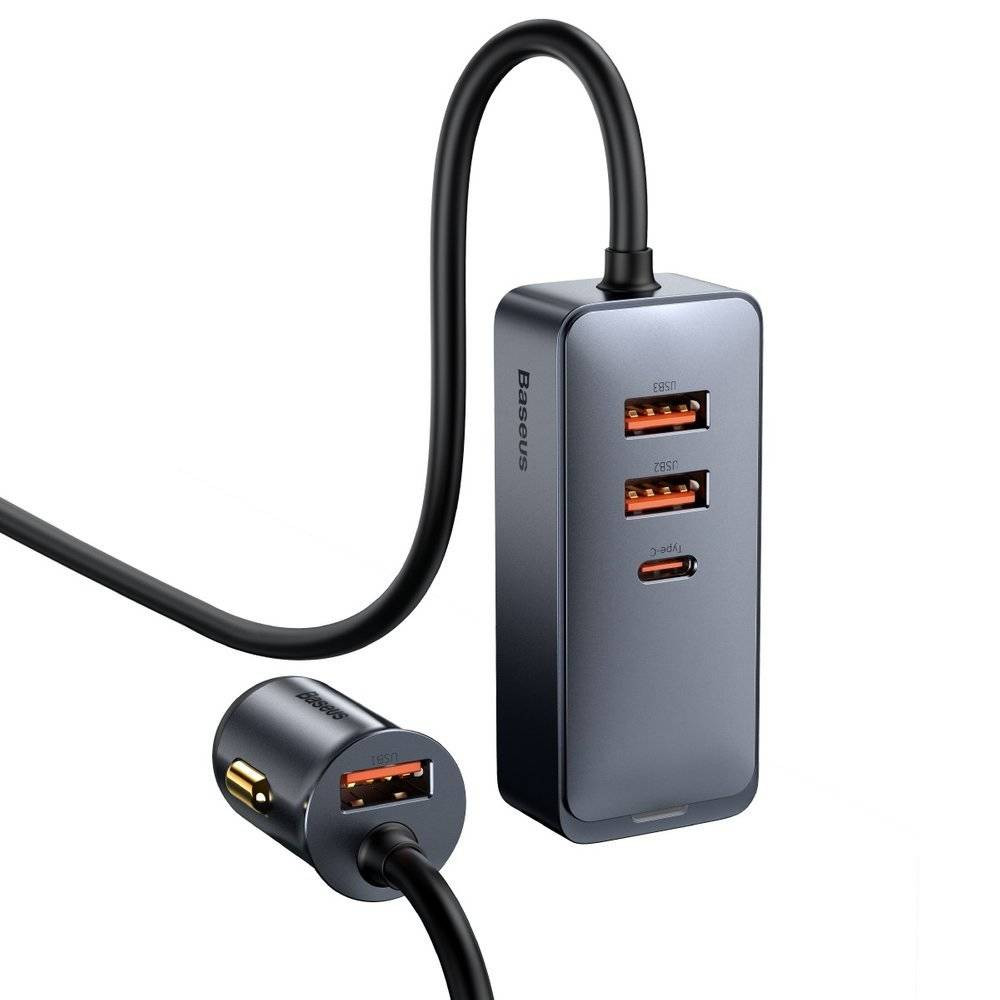 Car Charger 120W 3U 1C Extension Cord Baseus (CCBT-B0G) Share Together PPS multi-port Fast charging Gray — CCBT-B0G Gray